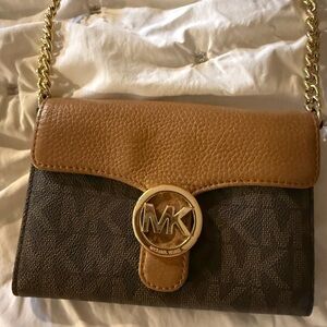 Michael Kors Brown and Tan Crossbody Bag